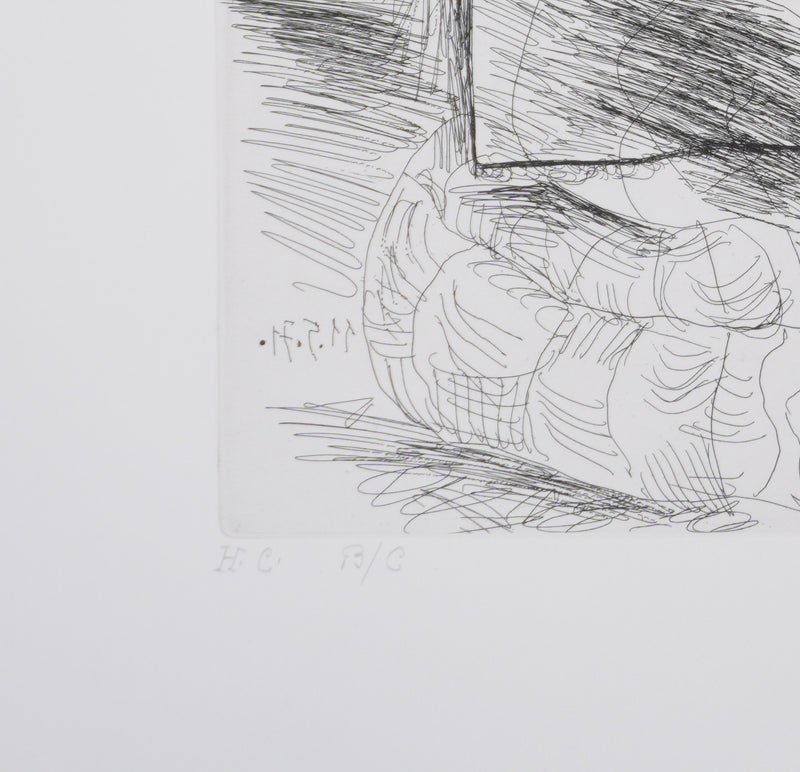 Pablo PICASSO : Les 156, Bain de minuit. Femmes surprises par un marin hilare, Gravure originale signée
