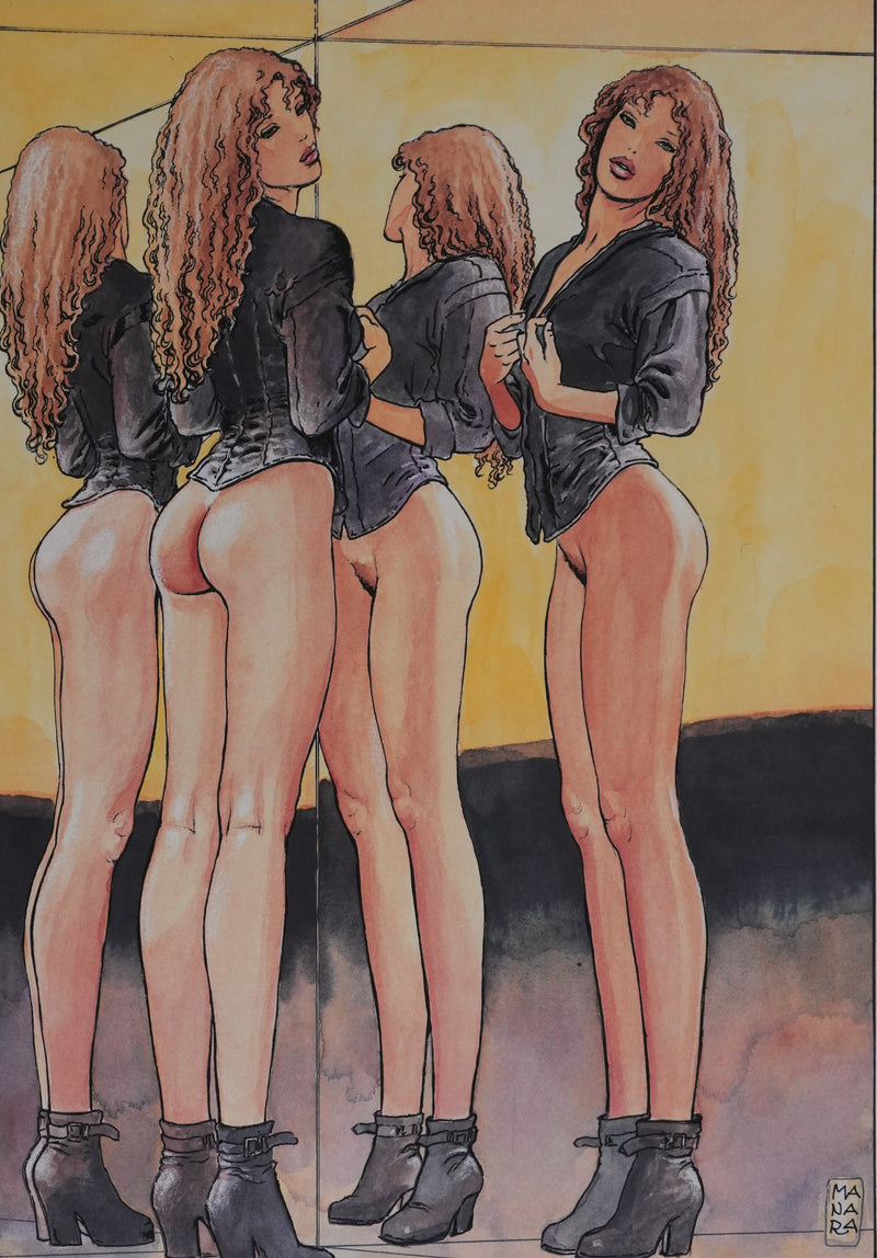 Milo MANARA : Le miroir, Lithographie originale signée