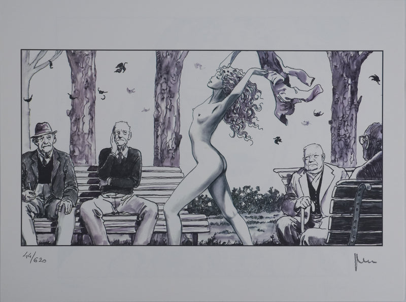Milo MANARA : Ipsi Exhibitionniste, Lithographie originale signée