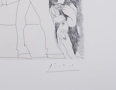 Pablo PICASSO : Les 156, Degas rêvant. Couple en charrette sicilienne…, Gravure originale signée