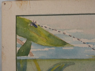 Fernand ANGEL : Perche bleue, Poisson-feuille et Poisson-ange, Aquarelle originale signée