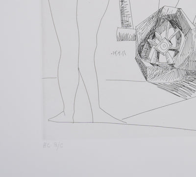 Pablo PICASSO : Les 156, Degas rêvant. Couple en charrette sicilienne…, Gravure originale signée