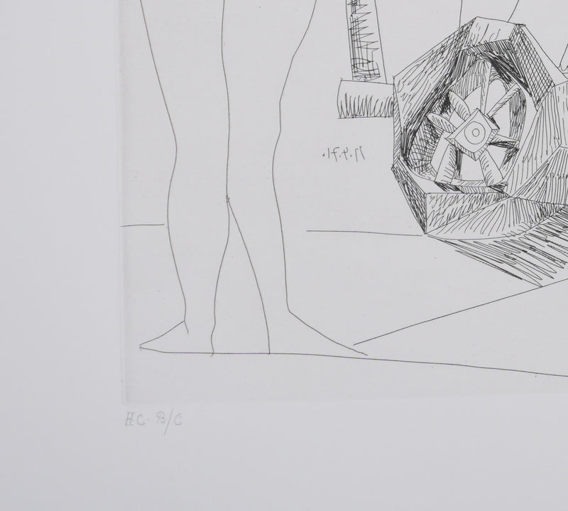 Pablo PICASSO : Les 156, Degas rêvant. Couple en charrette sicilienne…, Gravure originale signée