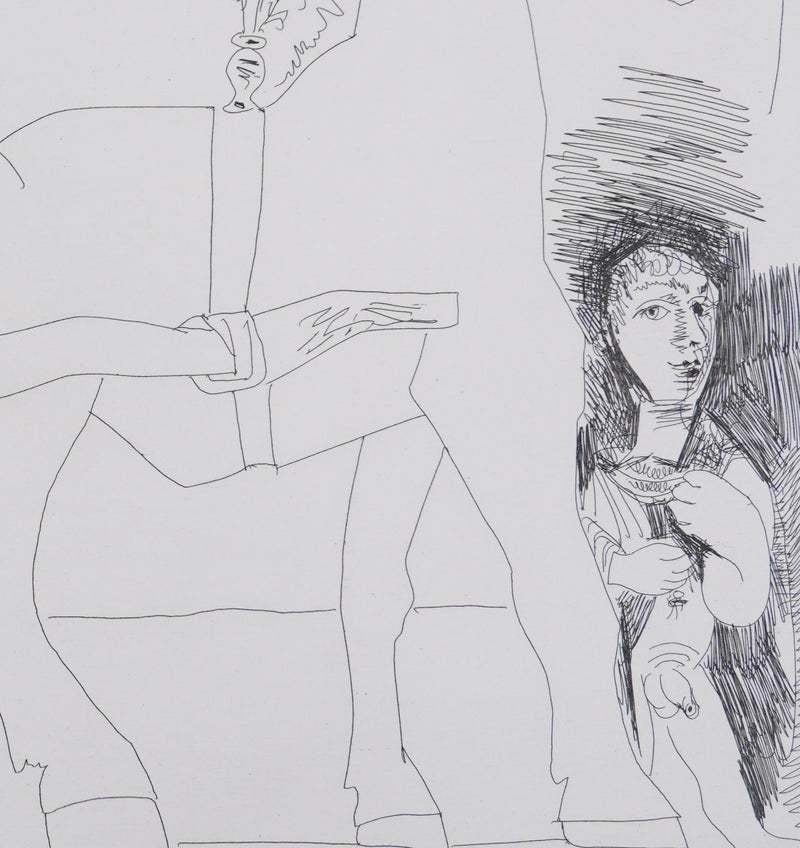 Pablo PICASSO : Les 156, Degas rêvant. Couple en charrette sicilienne…, Gravure originale signée