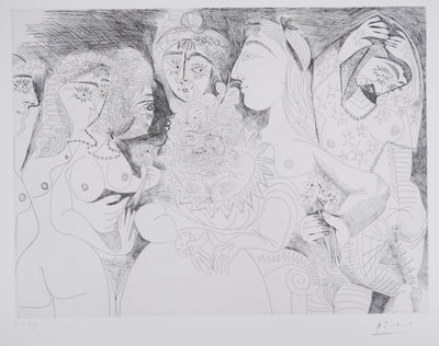Pablo PICASSO : Les 156, La Fête de la patronne, Gravure originale signée