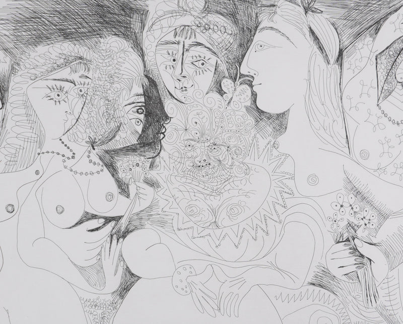 Pablo PICASSO : Les 156, La Fête de la patronne, Gravure originale signée