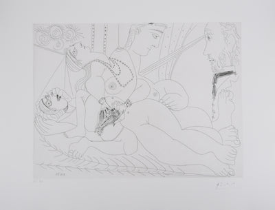 Pablo PICASSO : Les 156, La Maison Tellier. Filles entre elles. Degas sidéré, Gravure originale signée