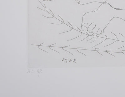 Pablo PICASSO : Les 156, La Maison Tellier. Filles entre elles. Degas sidéré, Gravure originale signée