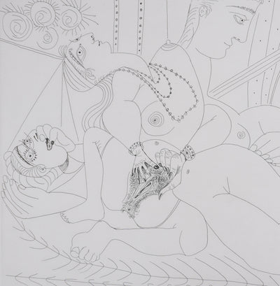 Pablo PICASSO : Les 156, La Maison Tellier. Filles entre elles. Degas sidéré, Gravure originale signée