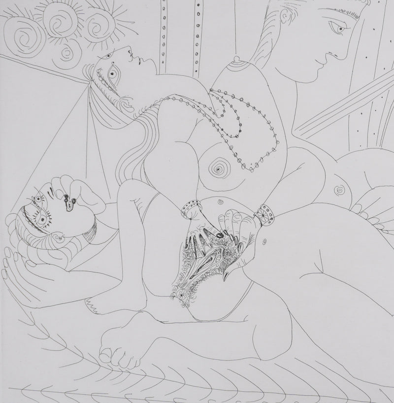 Pablo PICASSO : Les 156, La Maison Tellier. Filles entre elles. Degas sidéré, Gravure originale signée