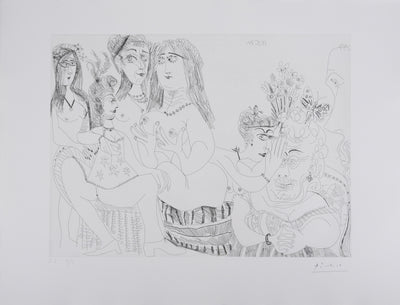 Pablo PICASSO : Les 156, La Fête de la patronne. Ces dames médisent…, Gravure originale signée