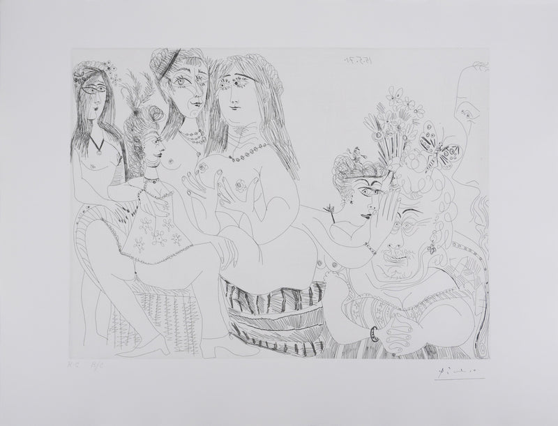 Pablo PICASSO : Les 156, La Fête de la patronne. Ces dames médisent…, Gravure originale signée