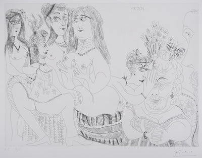 Pablo PICASSO : Les 156, La Fête de la patronne. Ces dames médisent…, Gravure originale signée