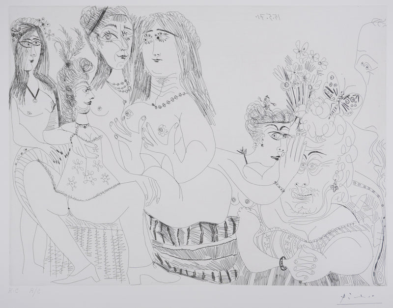 Pablo PICASSO : Les 156, La Fête de la patronne. Ces dames médisent…, Gravure originale signée