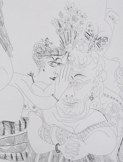 Pablo PICASSO : Les 156, La Fête de la patronne. Ces dames médisent…, Gravure originale signée