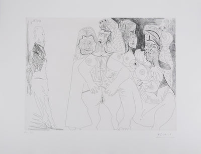 Pablo PICASSO : Les 156, Degas, Célestine et trois filles…, Gravure originale signée