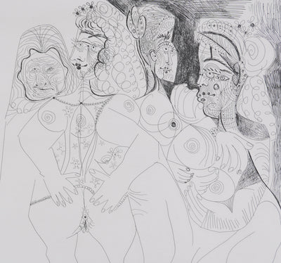 Pablo PICASSO : Les 156, Degas, Célestine et trois filles…, Gravure originale signée