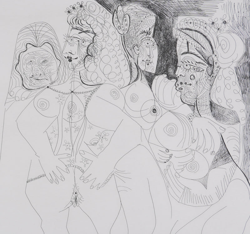 Pablo PICASSO : Les 156, Degas, Célestine et trois filles…, Gravure originale signée