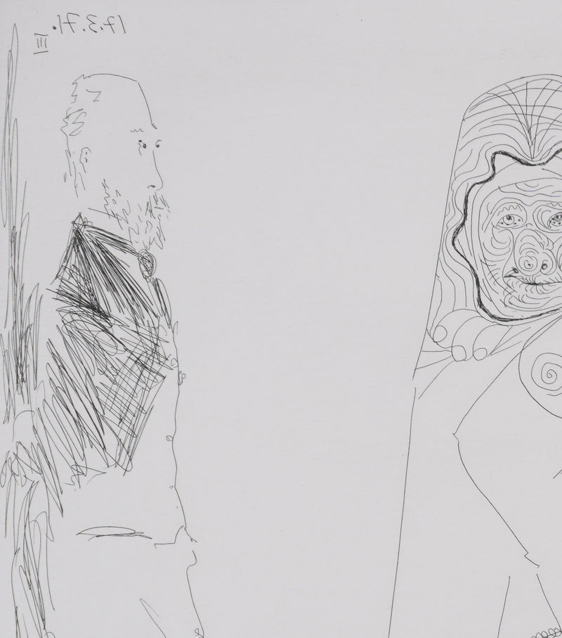 Pablo PICASSO : Les 156, Degas, Célestine et trois filles…, Gravure originale signée