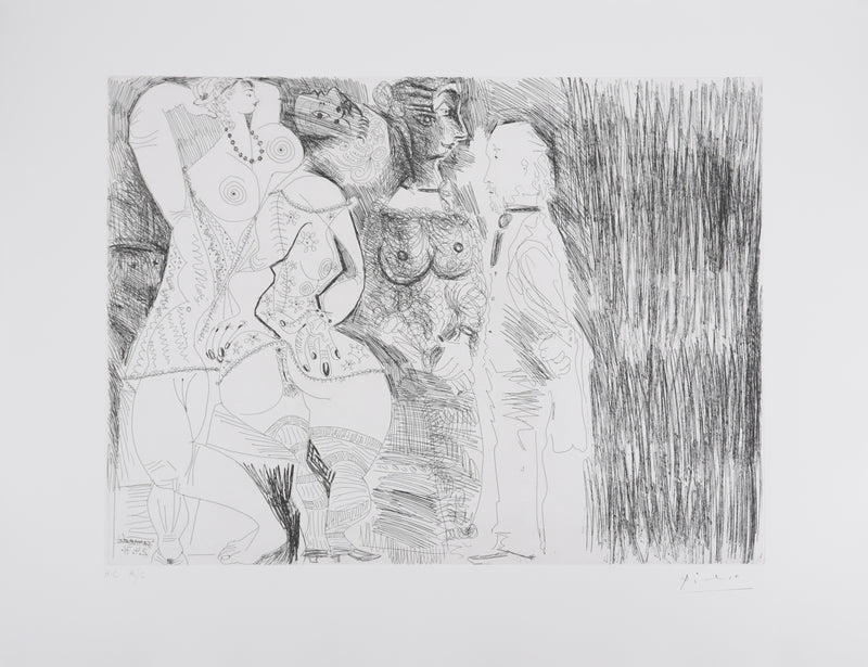 Pablo PICASSO : Les 156, Degas imaginant. Scène de séduction entre deux filles…, Gravure originale signée