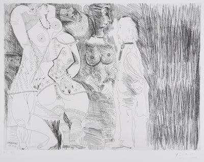 Pablo PICASSO : Les 156, Degas imaginant. Scène de séduction entre deux filles…, Gravure originale signée