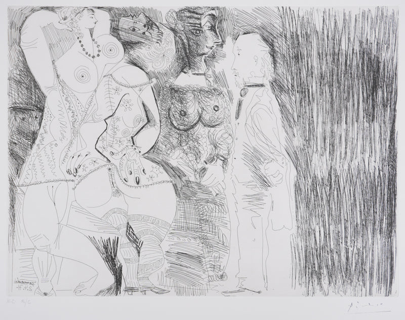 Pablo PICASSO : Les 156, Degas imaginant. Scène de séduction entre deux filles…, Gravure originale signée