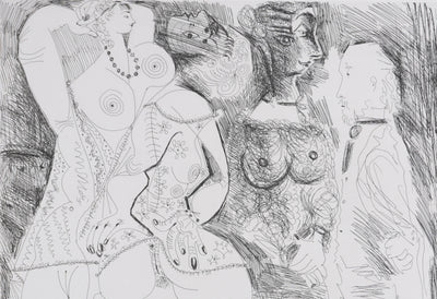 Pablo PICASSO : Les 156, Degas imaginant. Scène de séduction entre deux filles…, Gravure originale signée