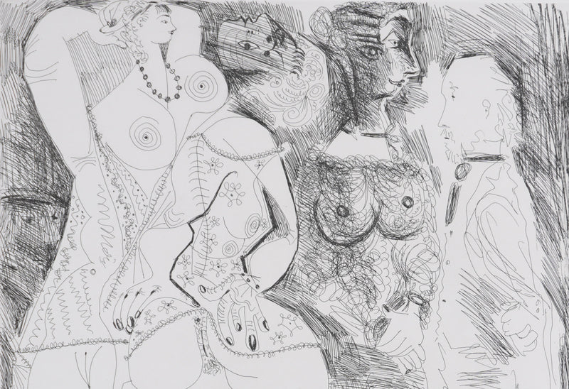 Pablo PICASSO : Les 156, Degas imaginant. Scène de séduction entre deux filles…, Gravure originale signée