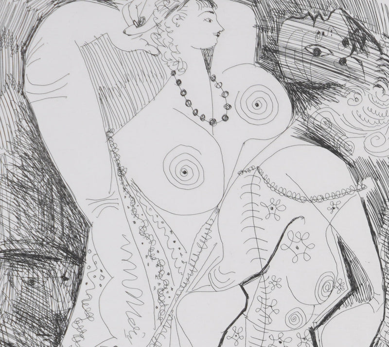 Pablo PICASSO : Les 156, Degas imaginant. Scène de séduction entre deux filles…, Gravure originale signée