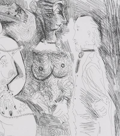 Pablo PICASSO : Les 156, Degas imaginant. Scène de séduction entre deux filles…, Gravure originale signée