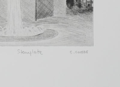 Camille COMBE :  Wilhelusplatz, Gravure originale signée