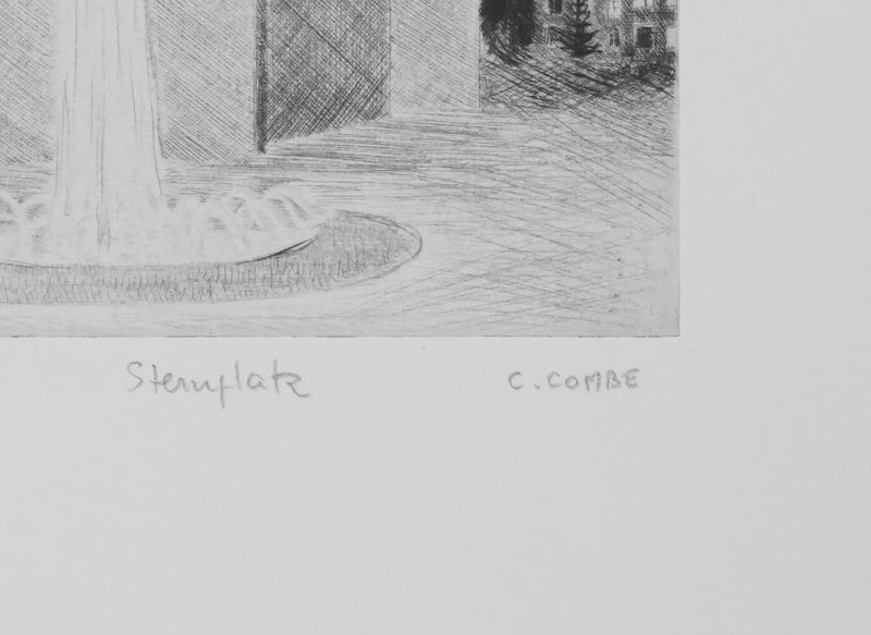 Camille COMBE :  Wilhelusplatz, Gravure originale signée