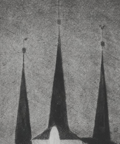 Camille COMBE :  Wilhelusplatz, Gravure originale signée