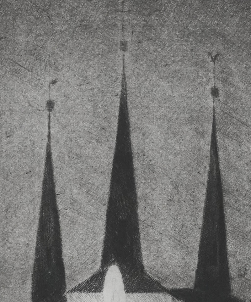 Camille COMBE :  Wilhelusplatz, Gravure originale signée
