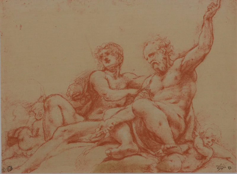 Antonio Allegri CORREGGIO : Deux apôtres aux putti, Lithographie