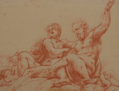 Antonio Allegri CORREGGIO : Deux apôtres aux putti, Lithographie