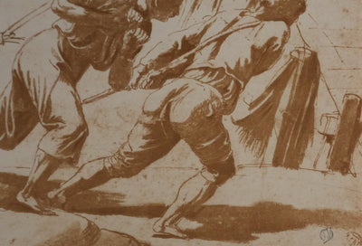 Giulio ROMANO : Les pécheurs retirant le filet, Lithographie