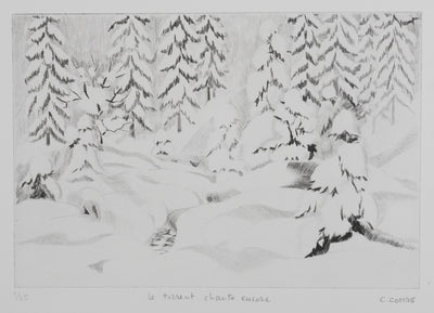 Camille COMBE : Le torrent chante encore, Gravure originale signée