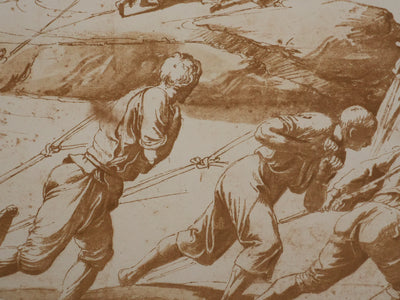 Giulio ROMANO : Les pécheurs retirant le filet, Lithographie