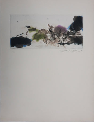 ZAO Wou-Ki : L'étang mouvementé, Gravure originale signée