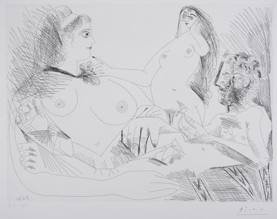 Pablo PICASSO : Les 156, Belle jeune femme à sa toilette rêvant…, Gravure originale signée