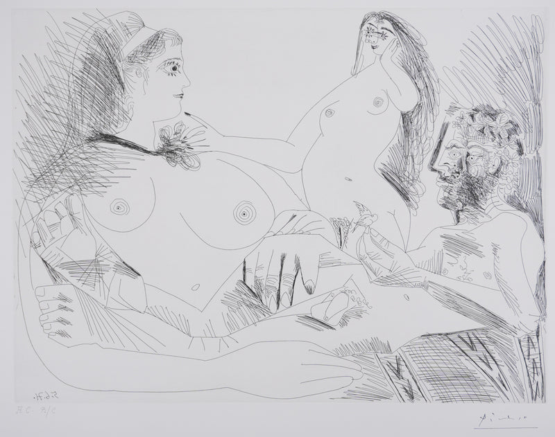 Pablo PICASSO : Les 156, Belle jeune femme à sa toilette rêvant…, Gravure originale signée