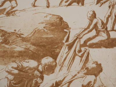 Giulio ROMANO : Les pécheurs retirant le filet, Lithographie