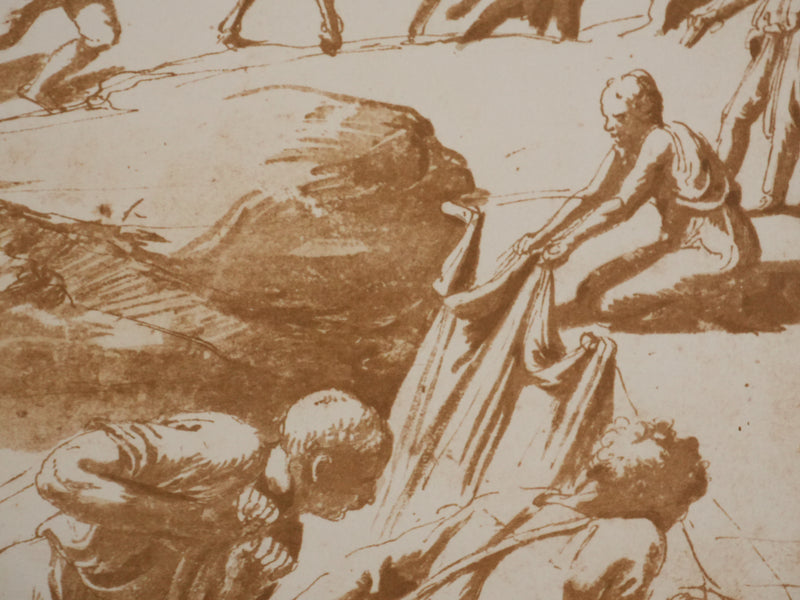 Giulio ROMANO : Les pécheurs retirant le filet, Lithographie