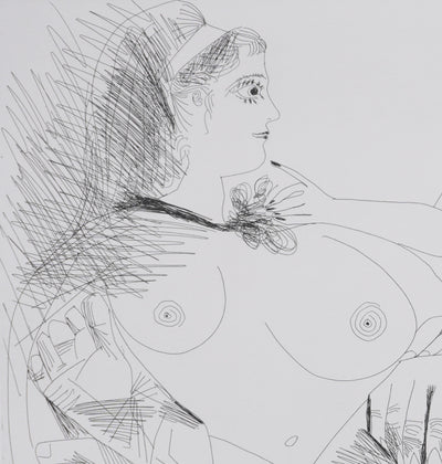 Pablo PICASSO : Les 156, Belle jeune femme à sa toilette rêvant…, Gravure originale signée