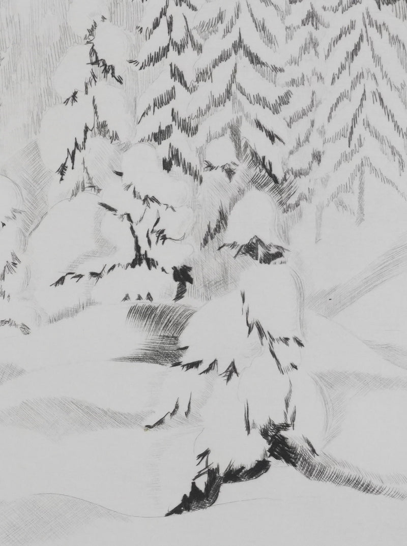 Camille COMBE : Le torrent chante encore, Gravure originale signée