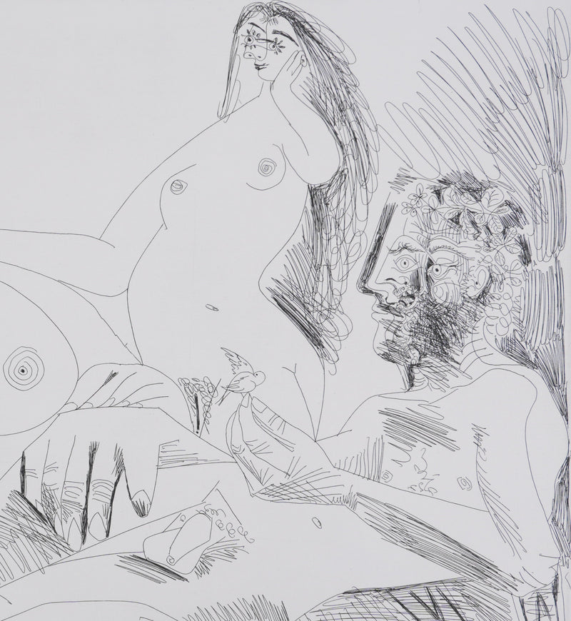 Pablo PICASSO : Les 156, Belle jeune femme à sa toilette rêvant…, Gravure originale signée