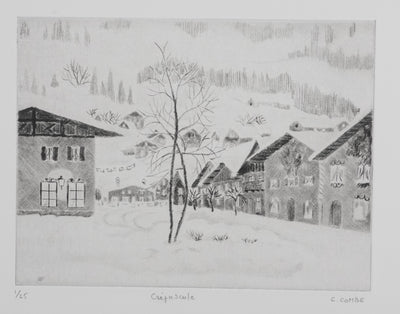 Camille COMBE : Crépuscule, Gravure originale signée