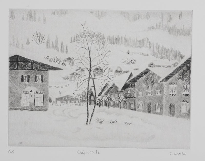 Camille COMBE : Crépuscule, Gravure originale signée