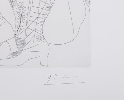 Pablo PICASSO : Les 156, Filles entre elles. La récréation en musique, Gravure originale signée